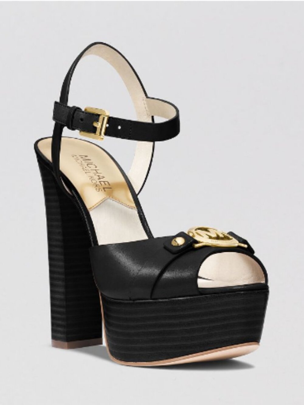 MICHAEL Michael Kors Racquel Platform Black Leather Shoes - Size 11